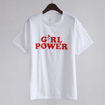 Nowa moda bawełna t-shirt kobiety dziewczyna moc t-shirt topy kobiety na co dzień List do druku feminizm koszulka Femme odzież Damska 63842