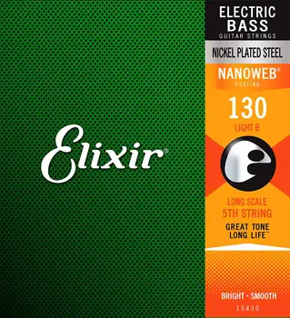 Elixir Bass Guitar String Custom 5th & 6th String Singles Ultra-Thin Nanoweb Coating Long Scale, 1 Single String