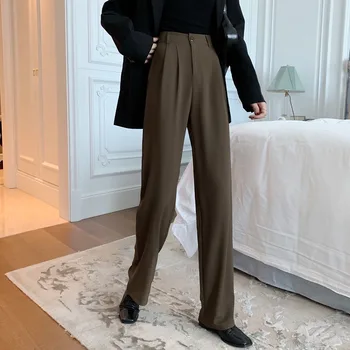 Wiosenne Długie Spodnie Dla Kobiet Z Wysokim Stanem Letnia Moda Elegancki Casual, Office Lady Proste Spodnie