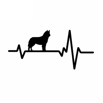 Dawasaru Funny Car Stickers Heartbeat Line Dog Siberian Husky Bulldog PVC KK dekoracyjne naklejki kreatywne,18cm*8cm