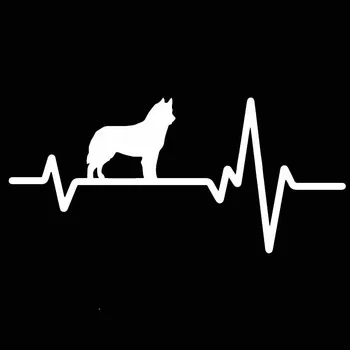 Dawasaru Funny Car Stickers Heartbeat Line Dog Siberian Husky Bulldog PVC KK dekoracyjne naklejki kreatywne,18cm*8cm