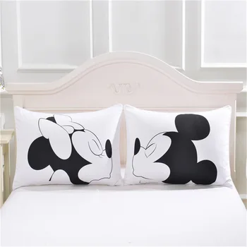 2 szt. Disney Myszka Miki Minnie miękkie poszewki tekstylia domowe Biały para poszewka poduszki etui salon prezent