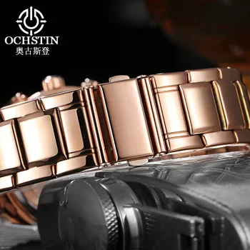 OCHSTIN mężczyźni Nowy Sport Biznes zegarek moda casual chronograf luksusowe stal nierdzewna wodoodporny różowy męski zegarek kwarcowy