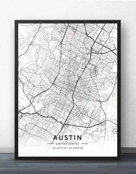 Amarillo Dallas Austin El Paso Fort Worth Houston TX, Texas USA Stany Zjednoczone Ameryki mapa plakat