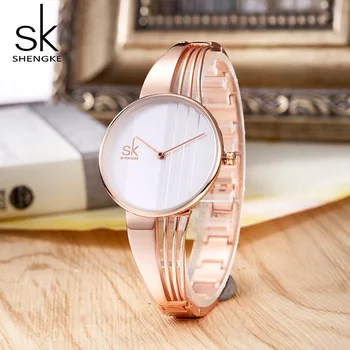 Shengke Fashion Women Zegarki Rose Gold Ladies Bracelet Zegarki Reloj Mujer 2019 New SK Creative kwarcowy zegarek dla kobiet #K0062