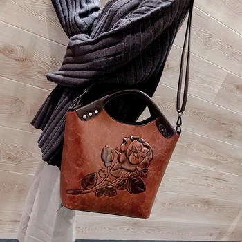 Luksusowe torebki damskie torebki ozdobna retro Kwiatowy torba na ramię damska duża pojemność gospodarcza torebka skóra ekologiczna torba na ramię