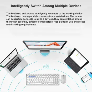 Nowy Rapoo 9300M Multi-mode Silent Wireless Keyboard Mouse Combo Bluetooth 3.0/4.0 RF 2.4 G switch between 3 Devices Connection