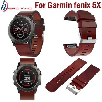 26 mm Easy Fit pasek do zegarka Garmin Fenix 5X/5X Plus wymiana watchband na zewnątrz, sport Skórzany pasek do zegarka Garmin Fenix 5X