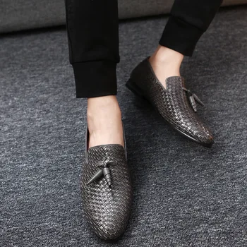 Gorąca wyprzedaż buty Męskie modne tkaniny biznesowe męskie skórzane buty wygodne codzienne buty na płaskiej podeszwie, męskie buty ślubne plus size 38-47