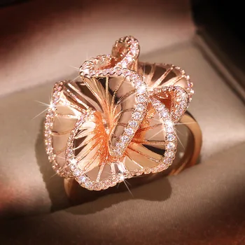 Różowe złoto kwiat pierścień dla kobiet weselne obrączki moda biżuteria 2020 nowy
