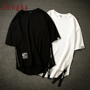 Zongke biała koszulka męska t-shirt koszulka męska Harajuku wzór koszulka męska odzież uliczny hip-hop Letni top 5XL 2021 nowy