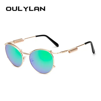 Oulylan Fashion Steampunk okulary Mężczyźni Kobiety marka projekt okrągłe okulary vintage męskie damskie UV400 Steam Punk punkty