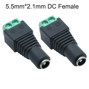 10szt 5.5mmx2.1mm męski/żeński wtyk zasilania dc Jack Plug adapter do 3528 5050 RGBW LED Strip Module CCTV Camera Power Supply