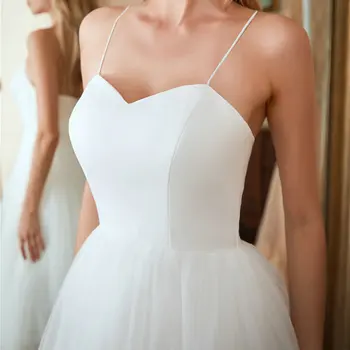 LAMYA biała herbata długość suknia ślubna sweetheart Proste suknie ślubne elegancki plaża ślubna suknia plus size Vestido de Noiva