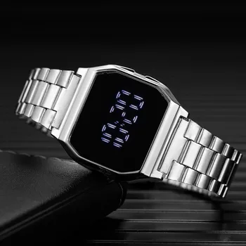 Damskie zegarki luksusowe cyfrowy elektroniczny led zegarek złoty srebrny dial pasek do zegarka ze stali nierdzewnej zegarki sportowe zegarki reloj mujer