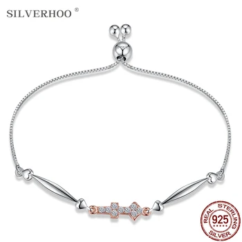 SILVERHOO 925 srebro bransoletka dla kobiet Strzelec trendy regulowany z Цирконом bransoletki partii biżuterii