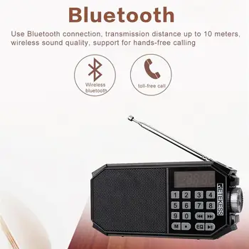 Retekess TR610 Bluetooth, radio FM, złącze słuchawkowe obsługuje T-flash (TF) mapę do odczytu muzyki z U-rom obsługuje nagrywanie
