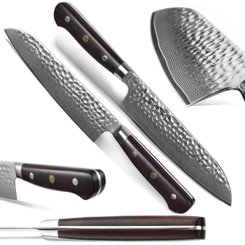 2018 HEZHEN 7 inch Chef Knives nóż japoński nóż Сантоку mięsa Tasak wysokiej zawartości węgla ze stali nierdzewnej uchwyt Dalbergia