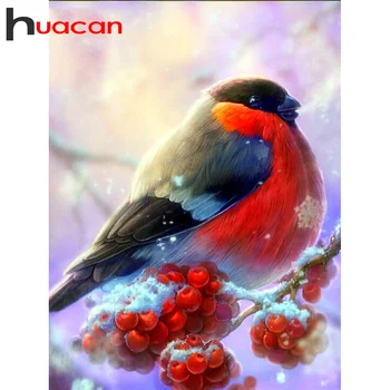 Huacan Diamond Painting Bird Animal 5D Diamond Embroidery Mosaic Winter Landscape Art Kit Home Decoration