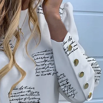 Pulchne Ramiona Bluzka Koszula Biuro Lady 2020 Nowa Moda Jesień Metal Zapinana Części Bluzki Kobiety Ananas Kapturem Z Długim Rękawem