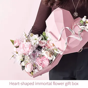 Сердцевидная Kwiat pudełko prezent na urodziny Diament kształt serca Kwiat skrzynia kwiat karton wewnętrzny pudełko prezent Walentynki Urodziny