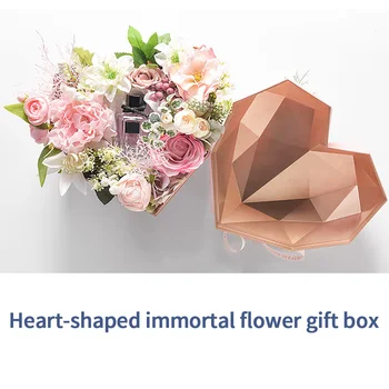 Сердцевидная Kwiat pudełko prezent na urodziny Diament kształt serca Kwiat skrzynia kwiat karton wewnętrzny pudełko prezent Walentynki Urodziny