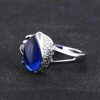 PANSYSEN luksusowe srebrne 925 biżuteria owalny szafir kamień pierścienie dla kobiet obrączka wykwintne biżuteria Anillos pierścień Drop Shipping