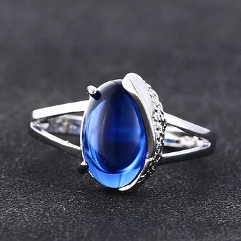 PANSYSEN luksusowe srebrne 925 biżuteria owalny szafir kamień pierścienie dla kobiet obrączka wykwintne biżuteria Anillos pierścień Drop Shipping