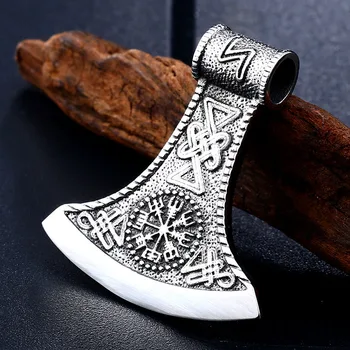 Tytanowy Viking Amulet biżuteria topór norweski Viking Thor Młot Маммен wisiorek naszyjnik dla mężczyzn chłopców
