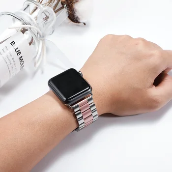 Pasek ze stali nierdzewnej dla apple watch band 44 mm 40 mm 42 mm 38 mm bransoletka Metalowa smartwatch pasek correa mc series 6 se 5 4 3