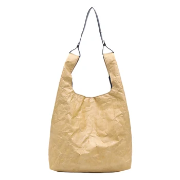 Papier o dużej pojemności kobiety Crossbody bag Vintage, prosty styl Lady ramię kobiety zakupu loterii czysty kolor top-handle bag