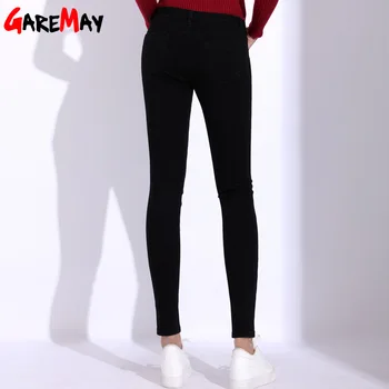 Garemay czarne jeansy Damskie rozmiar plus ołówek chudy codzienne damskie spodnie 2020 dżinsy Damskie z wysokim stanem odcinek Jean Femme