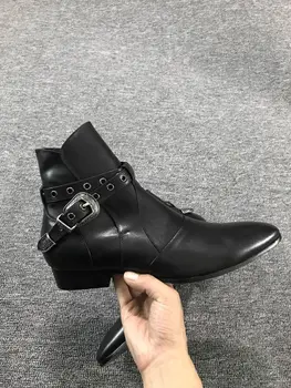 WPG wysokiej jakości nowy styl projektant czarny warstwę farby buty męskie luksusowej marki Chelsea męskie zachodnie buty motocyklowe buty