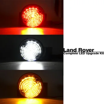 Land Rover Defender 90/110 Led Light Update Kits Amber/White Indicatior Front Side & Red Rear Stop Tail Lamp 8szt 73mm
