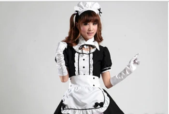Sexy Francuska Pokojówka Kostium Słodki Gothic Lolita Sukienka Anime Cosplay Sissy Maid Mundury Plus Rozmiar Kostiumy Na Halloween Dla Kobiet