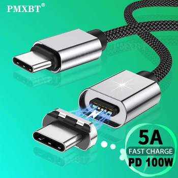Magnetyczny USB Type C PD kabel podwójny USBC Male To Male 5A 100W Super Fast Charge dla ipad, Macbook Pro Huawei Type-C to USB-C przewód
