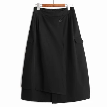 [EAM] wysoka elastyczna talia nieregularne knit szerokie spodnie nowe temat spodnie damskie moda przypływ wiosna jesień 2021 1DB307