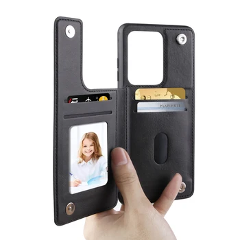 Skórzane etui na karty pamięci Samsung Galaxy S21 Ultra Note 20 Ultra S10 S20 Plus Case etui portfel etui ze zdjęcia sztywna tylna pokrywa