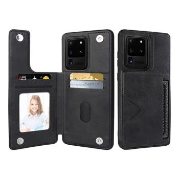 Skórzane etui na karty pamięci Samsung Galaxy S21 Ultra Note 20 Ultra S10 S20 Plus Case etui portfel etui ze zdjęcia sztywna tylna pokrywa