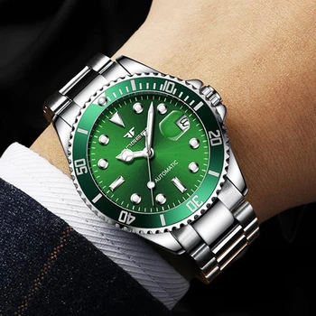 Najlepsze marki luksusowe męskie zegarki Fashion Green Water Ghost automatyczne zegarki mechaniczne dla mężczyzn wodoodporny biznesowe zegarek