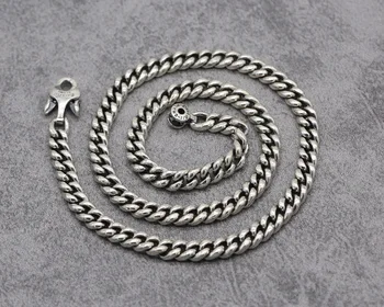 Stałe 9 mm szerokości stałe czysty 925 srebro kolor łańcucha naszyjnik dla mężczyzn kobiet srebro naszyjnik około 158,58 g