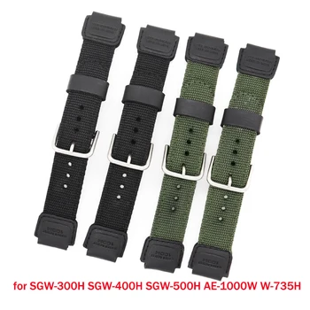 Nylonowy pasek Skórzany pasek do zegarka Casio G-shock AQ-S810 SGW-400H SGW-300H Sport Canvas Men Replacement Band Watch Accessories