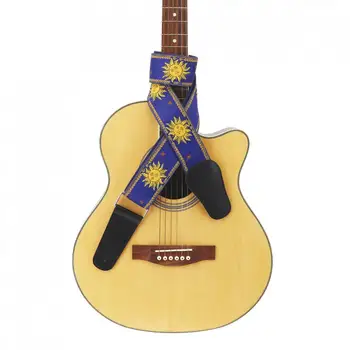 Жаккардовое splot podwójny tkaniny pasek gitarowy Sun Flower Pattern skóra naturalna kończy się dla akustycznej gitary elektryczne gitara basowa