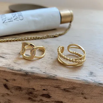 S ' Steel 925 srebrny pierścień dla kobiet rocznika partii Złoty łańcuch pierścień Anillos Plata 925 Para Mujer projektant biżuterii