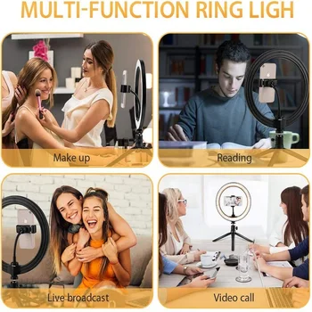 LED Selfie Ring Light Circle Ring Lamp Ringlight Fill Light Dimmable Trepied Photography Phone Stand Holder statyw makijaż