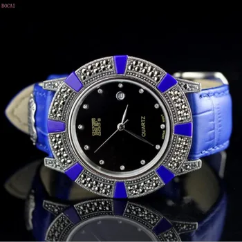 925 srebro S925 srebro biżuteria 2020 nowa moda męska bransoletka dla mężczyzn tajski srebrny elegancki męski zegarek bransoletka