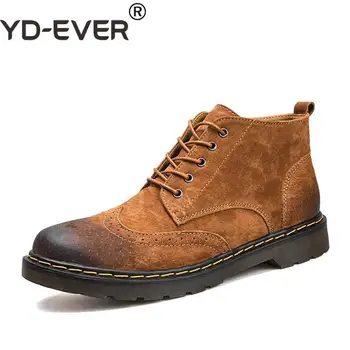 YD-EVER męskie buty ze skóry naturalnej wiosna/jesień, botki, modne buty sznurowane męskie wysokiej jakości wzór buty Męskie