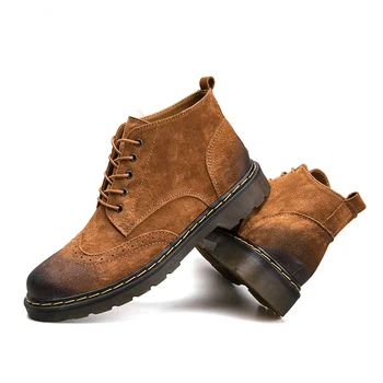 YD-EVER męskie buty ze skóry naturalnej wiosna/jesień, botki, modne buty sznurowane męskie wysokiej jakości wzór buty Męskie