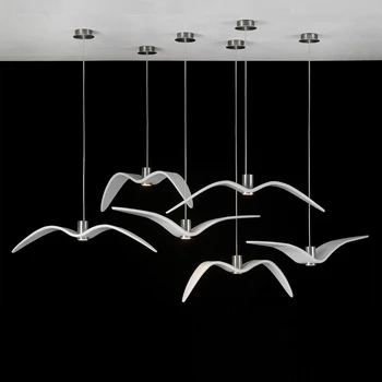 Czarno-białe kreatywne led lampy wiszące Mewa wisząca bar jadalnia wiszące lampy kuchenne, lampy