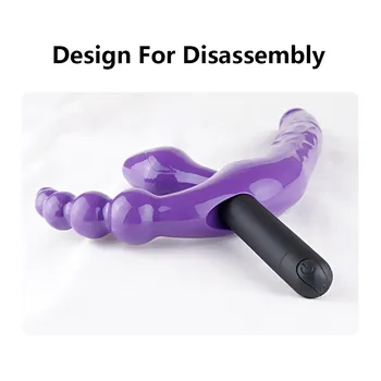 Dildo wibrator miękki wibrator zabawki dla kobiet seks zabawki dla Lesiban bez ramiączek podwójne głowice wibrator zabawki dla dorosłych analny wibrator